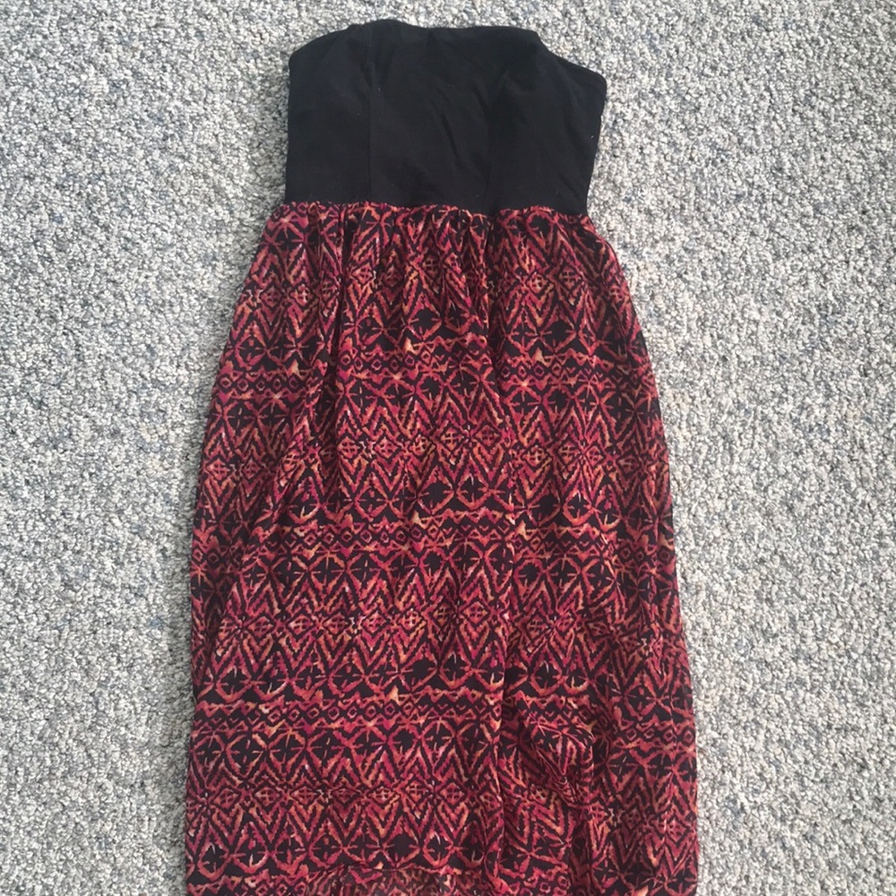 High to low strapless dress